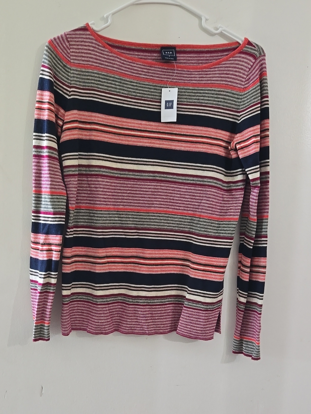 GAP Striped Boatneck Top in Pink, Navy & Olive